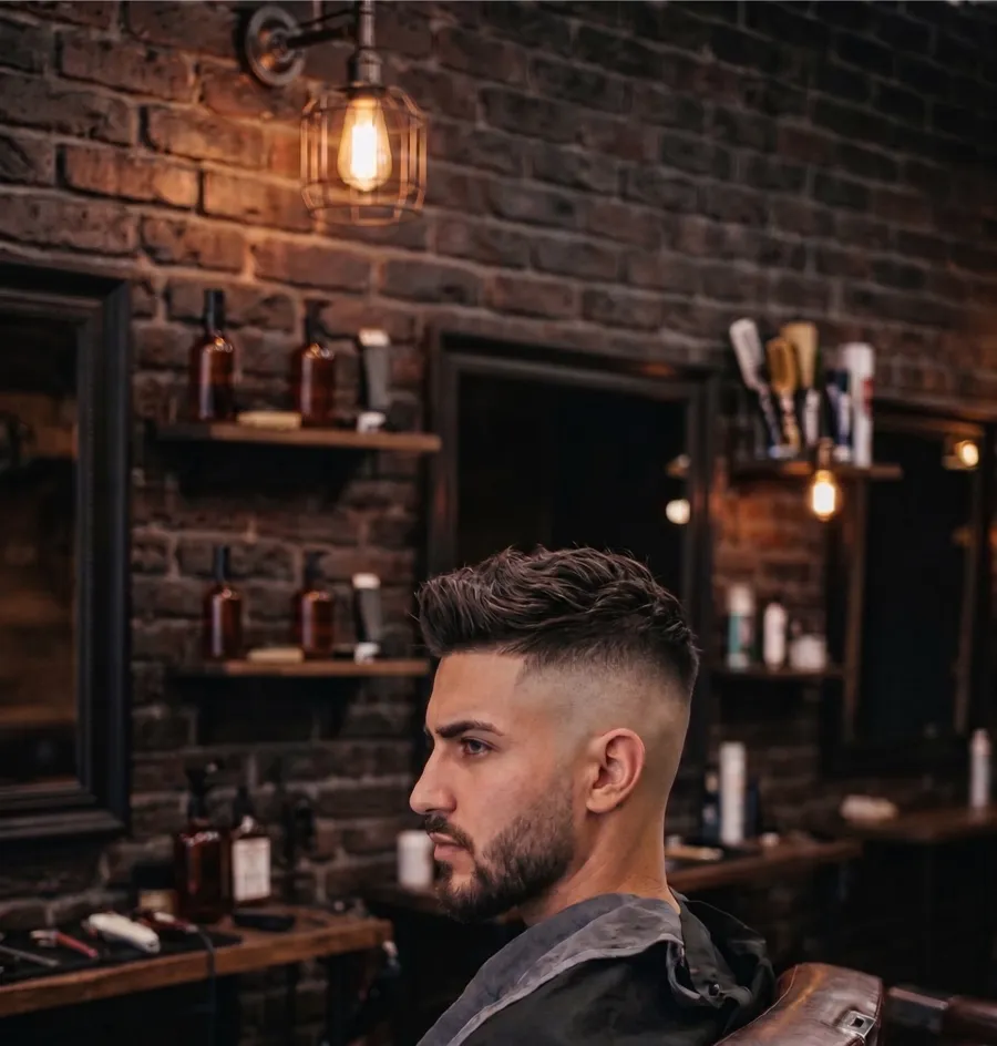 High fade con volumen texturizado arriba